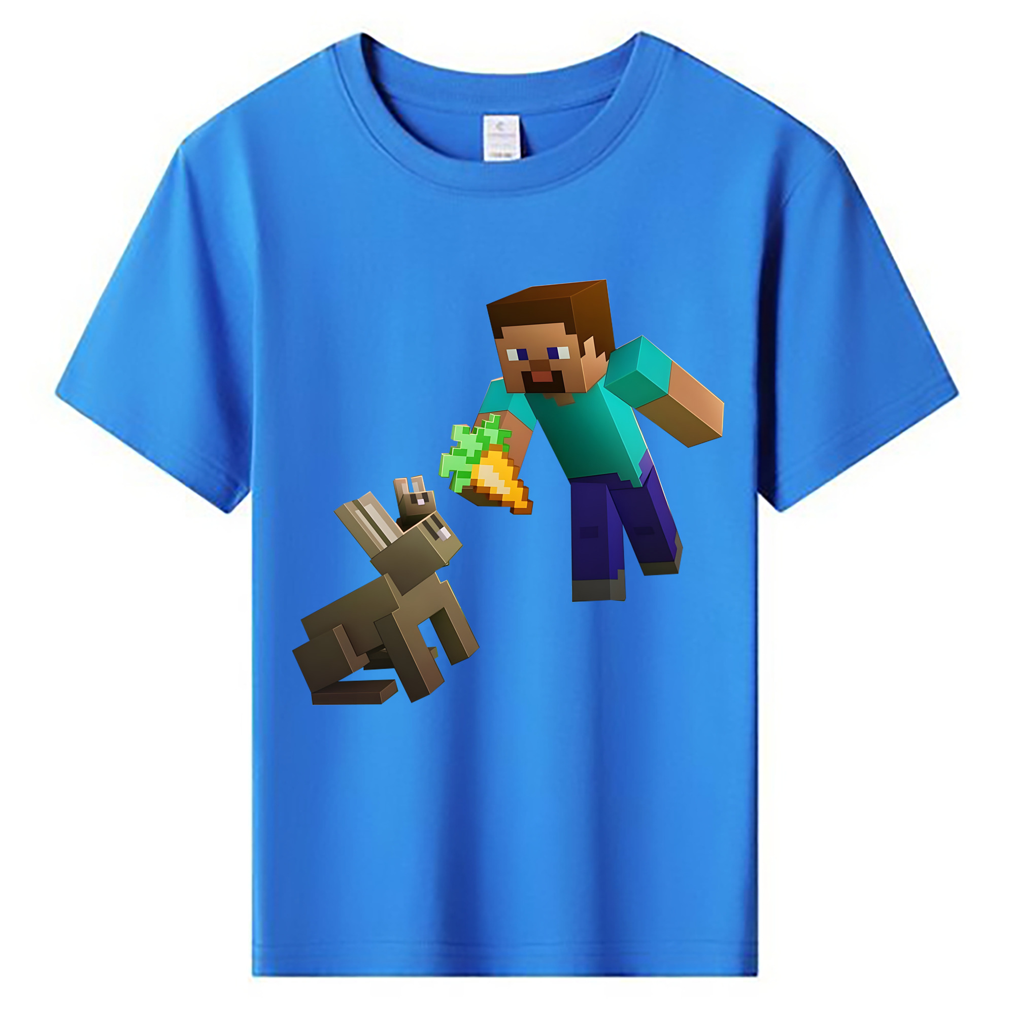 （画像用） マインクラフト ブロックの世界 Minecraft MC Block world 綿100％キッズTシャツ（フロントプリント）